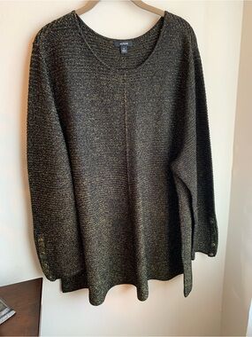 ALFANI METALLIC  RIBBED-KNIT PLUS SIZE 4X  TUNIC SWEATER